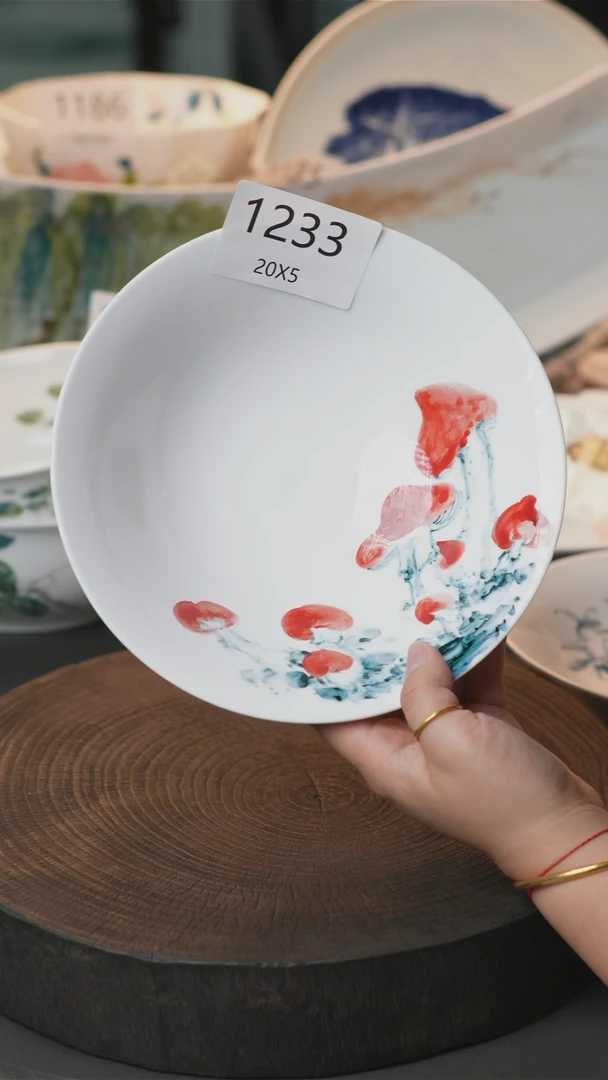 盘月*手绘釉下彩陶瓷餐具1233