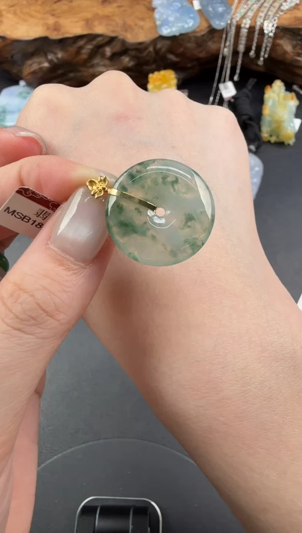吊坠(不含链)18K金镶嵌翡翠翡翠饰品-108