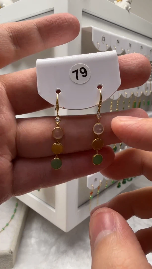 18K金镶嵌翡翠耳饰缅甸天然翡翠a货