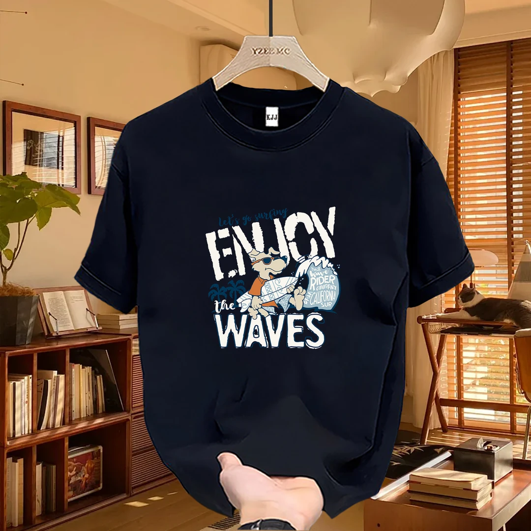 新款潮流个性简约重磅纯棉短袖T恤青年男女款夏季ins潮牌圆领上衣