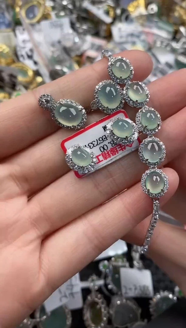 银S925镶嵌戒指翡翠444                1