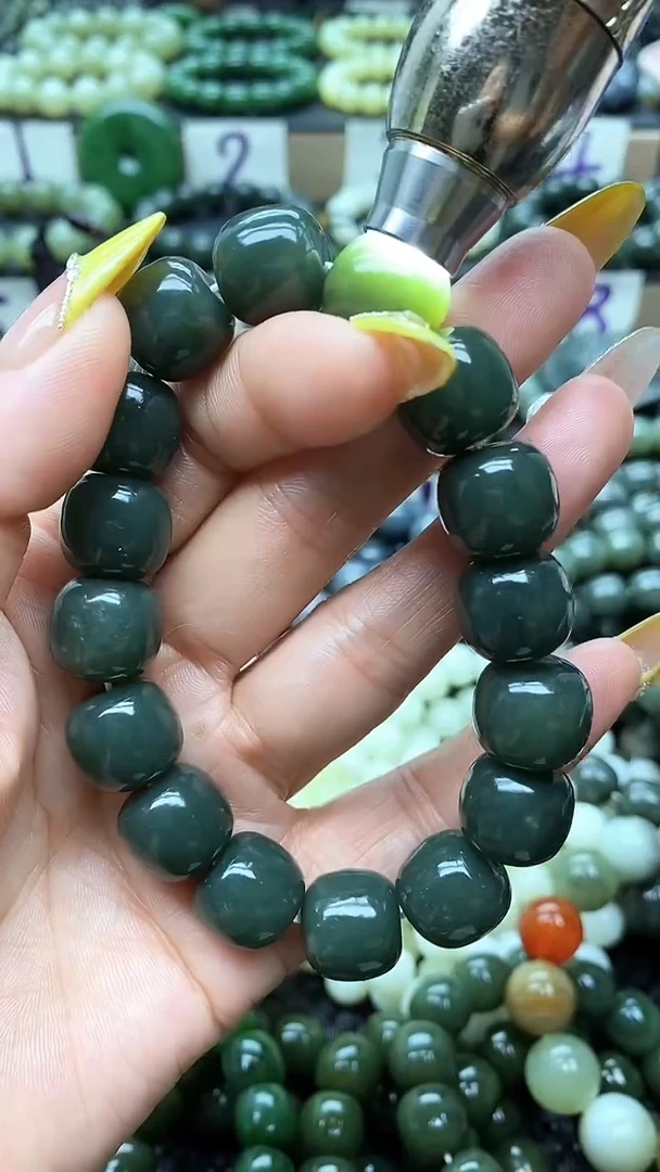 手串未镶嵌和田玉14且莫蓝有棉