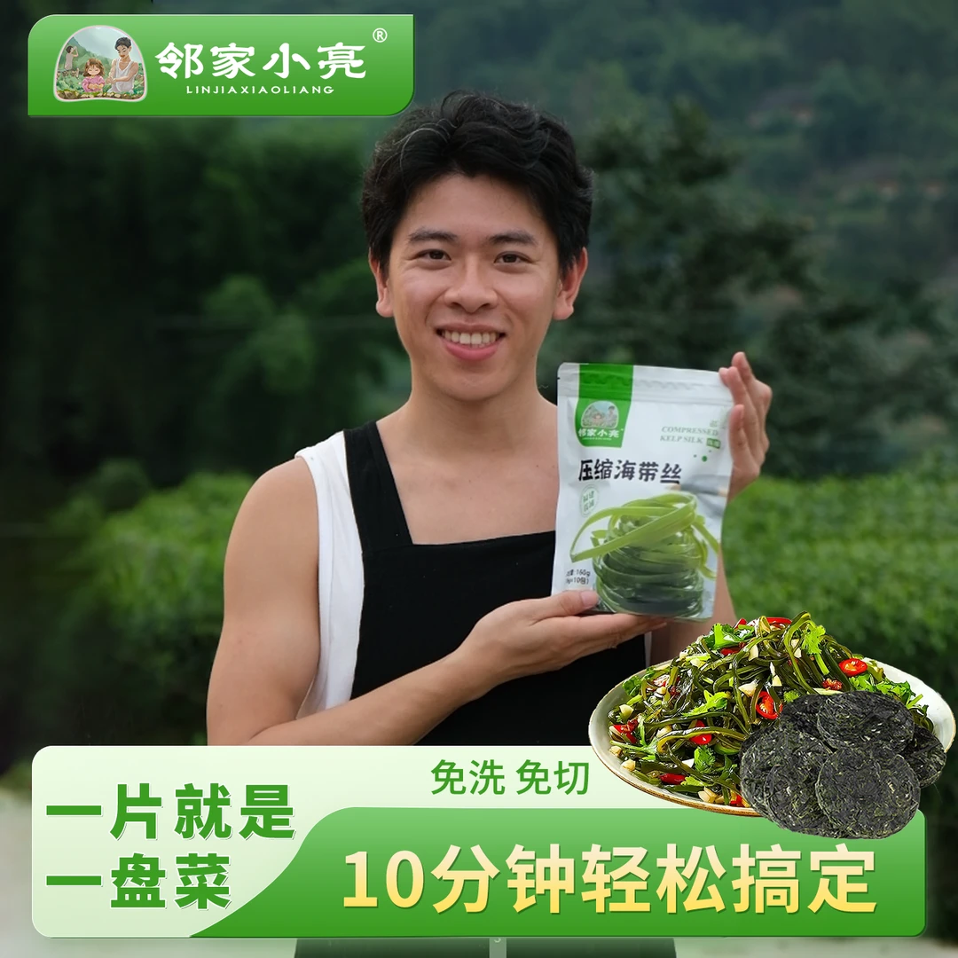 邻家小亮压缩海带丝干货圆饼独立小包装凉拌霞浦低脂酸辣免洗无沙
