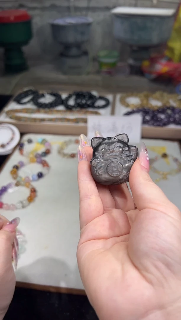 未镶嵌黑曜岩珠宝奇石银曜石摆件（默认微瑕）多样性发其一