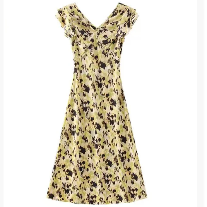 夏款显瘦小众短袖女装连衣裙欧若风收腰时尚气质