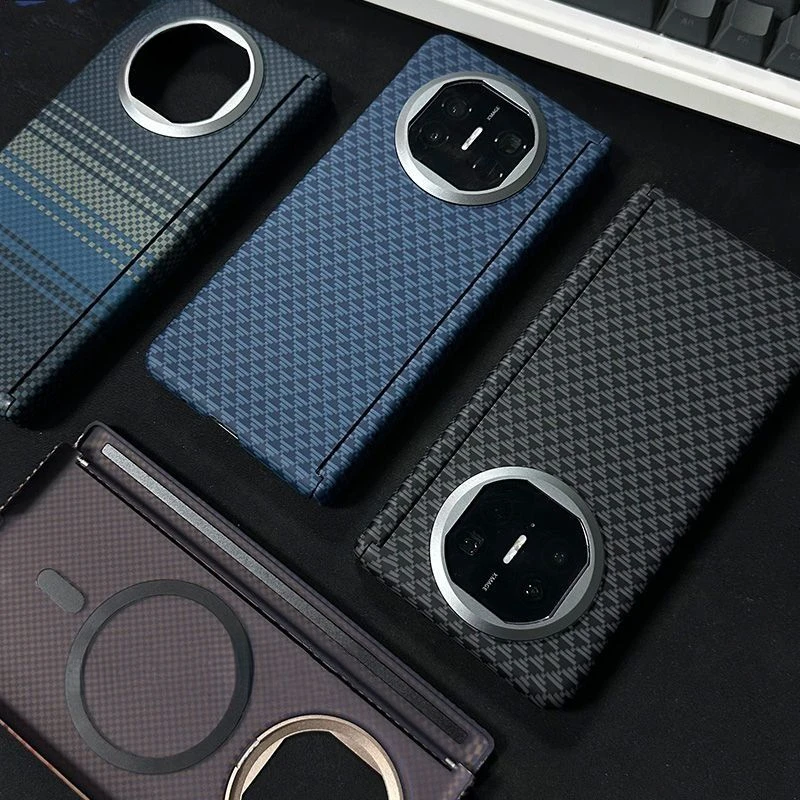 中轴磁吸壳华为MateX6折叠手机壳凯夫拉纹三角纹适用mateX5典藏版