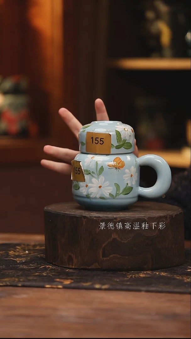 陶瓷景德镇高温釉下手绘陶瓷@L155@