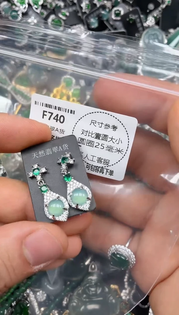 颈饰未镶嵌翡翠F740耳钉