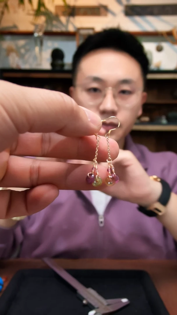 合金耳饰碧玺碧玺耳钩ZD