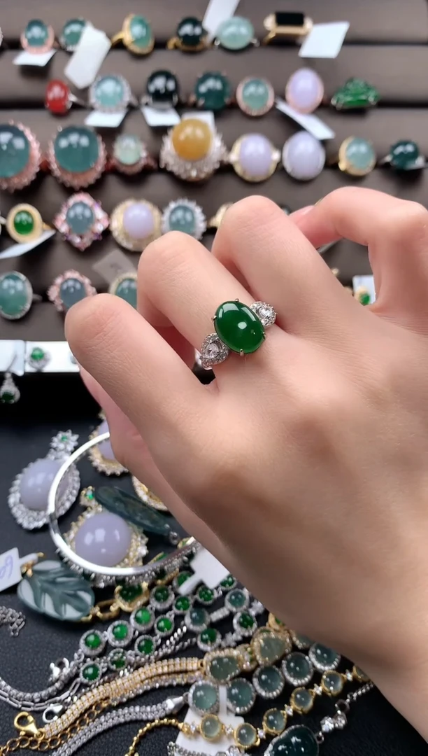 【闪购商品】翡翠戒指银S925镶嵌3232432