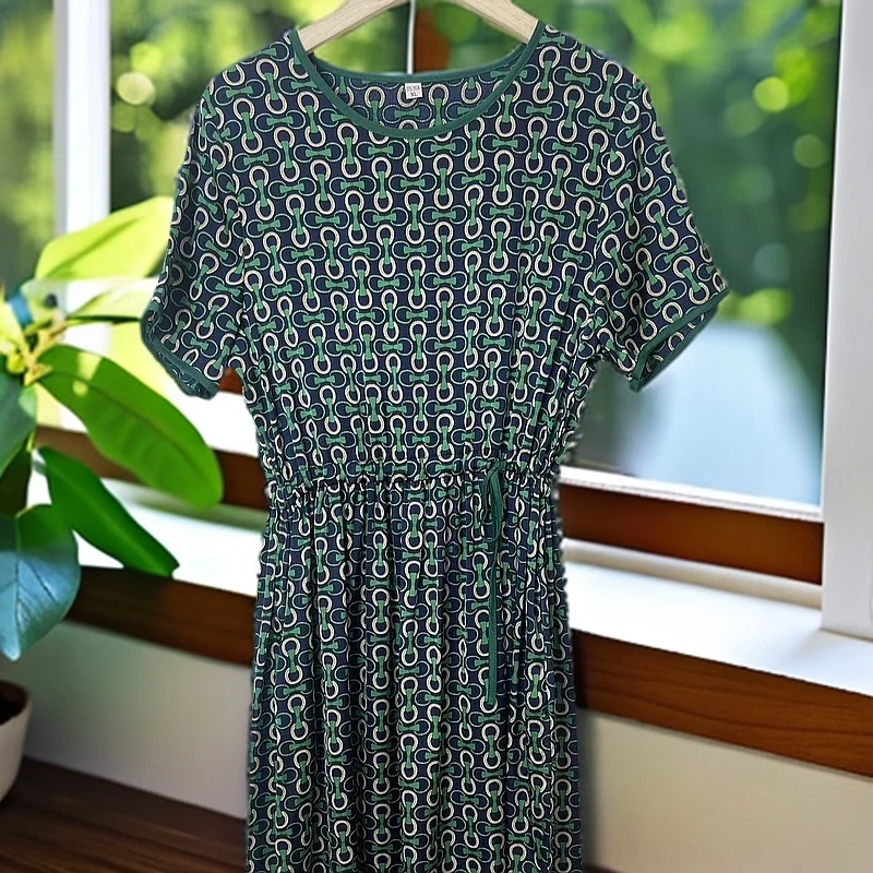 0960透气锁链裙子碎片抽绳妈妈装洋气显瘦气质时尚休闲