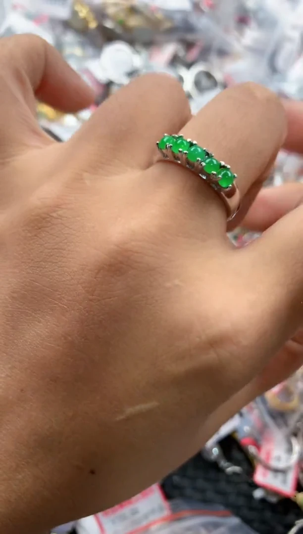 银S925镶嵌戒指翡翠14                2