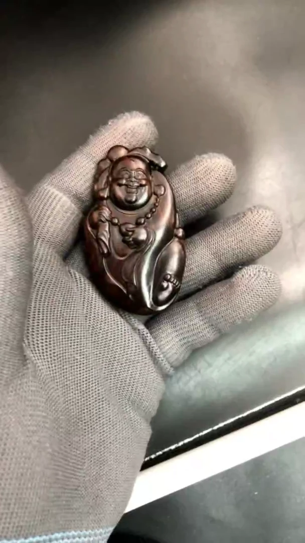 黄花梨/降香黄檀吊坠海黄野紫油弥勒佛吊坠