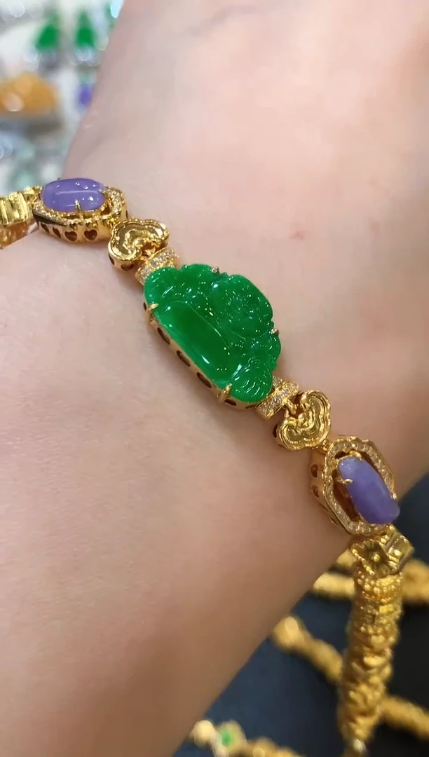 足金镶嵌手链翡翠m30多样性一件发货