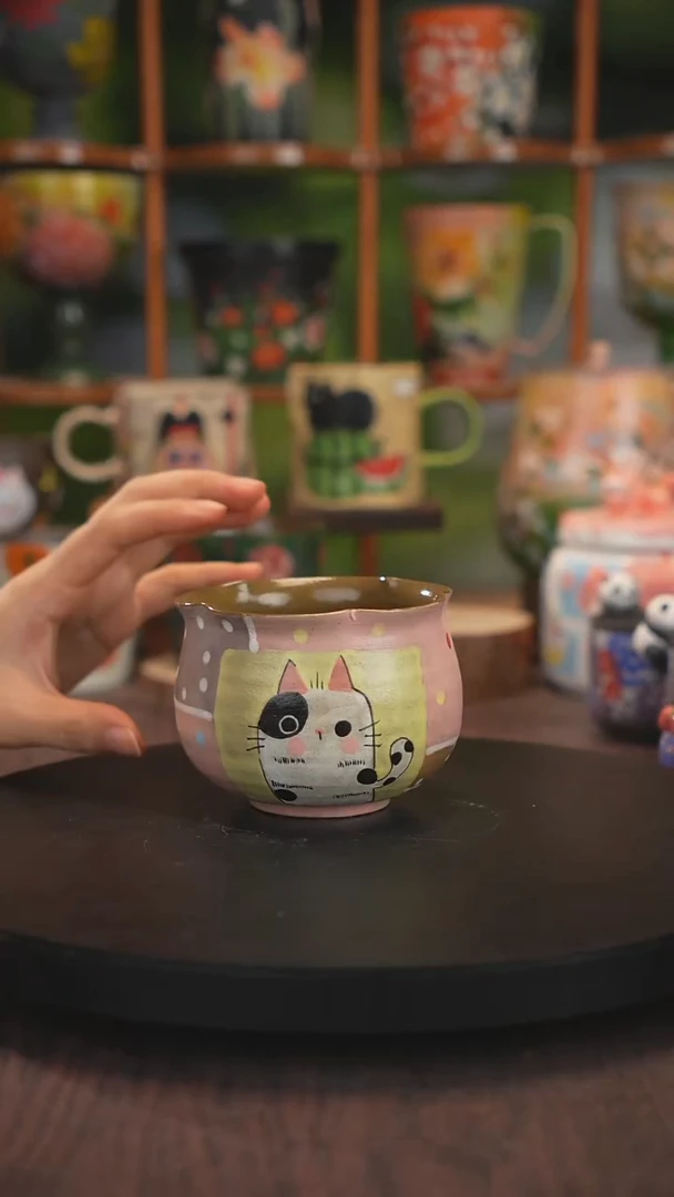 紫砂油画釉下彩手绘脏脏杯