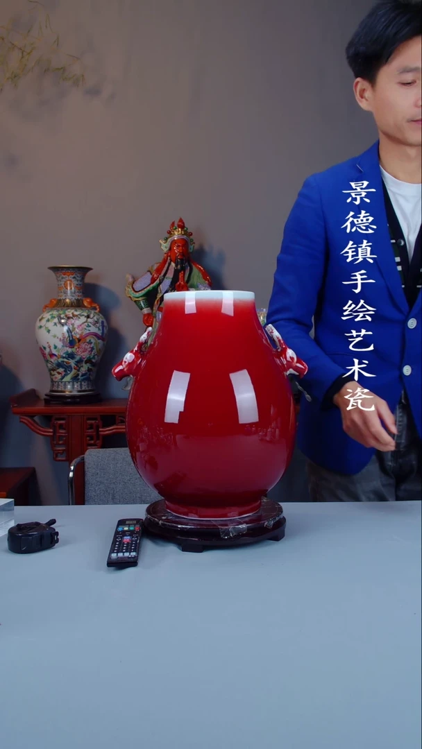 瓶陶景德镇手工手绘陶瓷摆件34