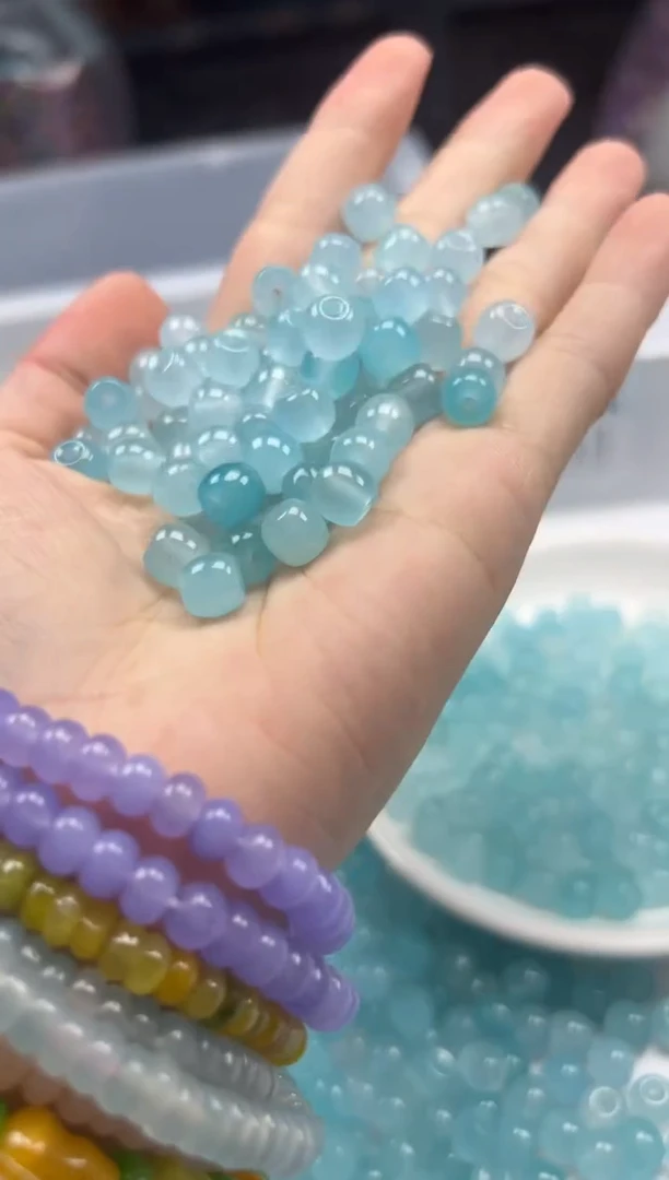 玛瑙/玉髓颈饰未镶嵌x558冰川蓝*海蓝宝老型8mm*10颗