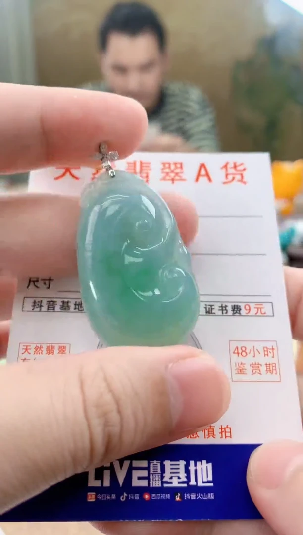 颈饰18K金镶嵌翡翠天然A货翡翠挂件