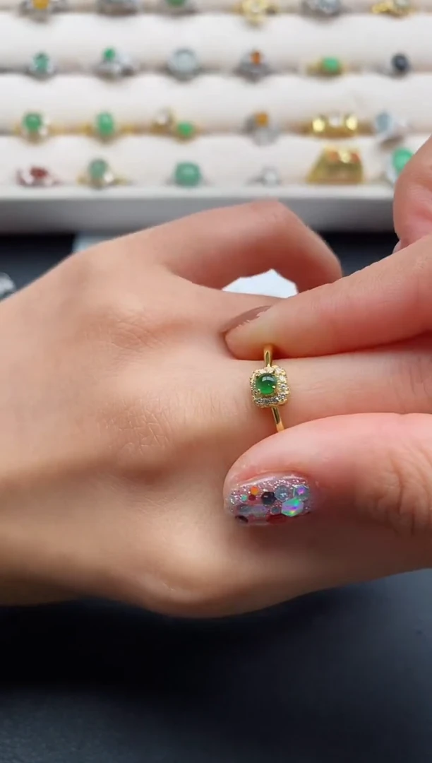 银S925镶嵌戒指翡翠55555555+9