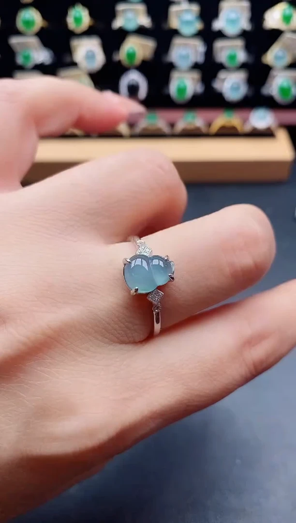 银S925镶嵌戒指翡翠1