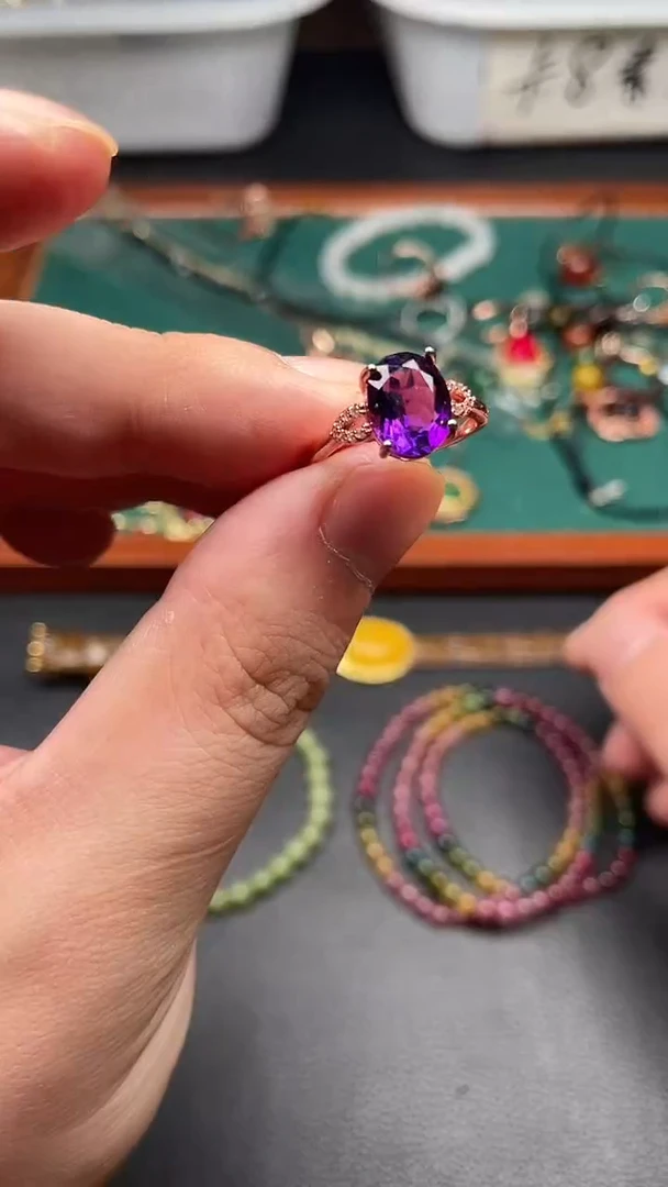 紫晶戒指未镶嵌多样性发货拍一发一
