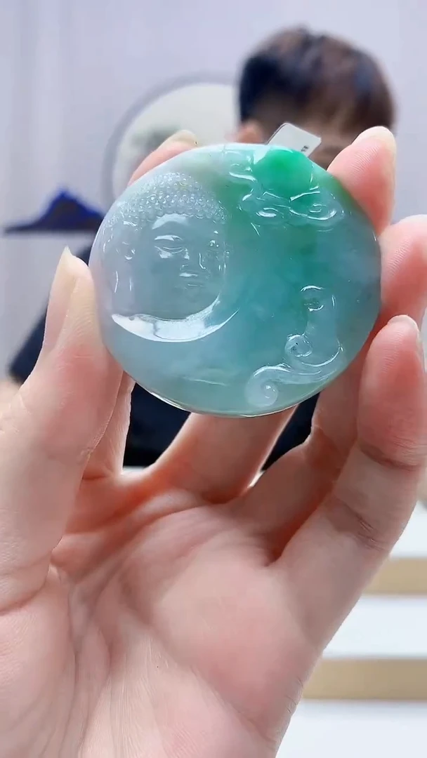 未镶嵌定制翡翠4868zm-毛货挂件佛观天下31