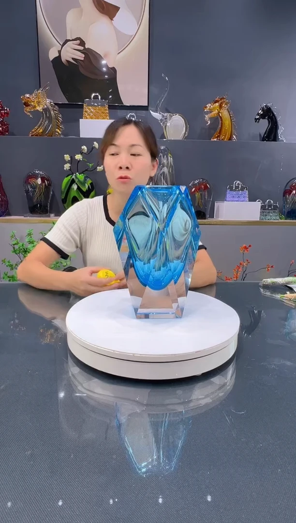 琉璃水晶琉璃花瓶摆件1件