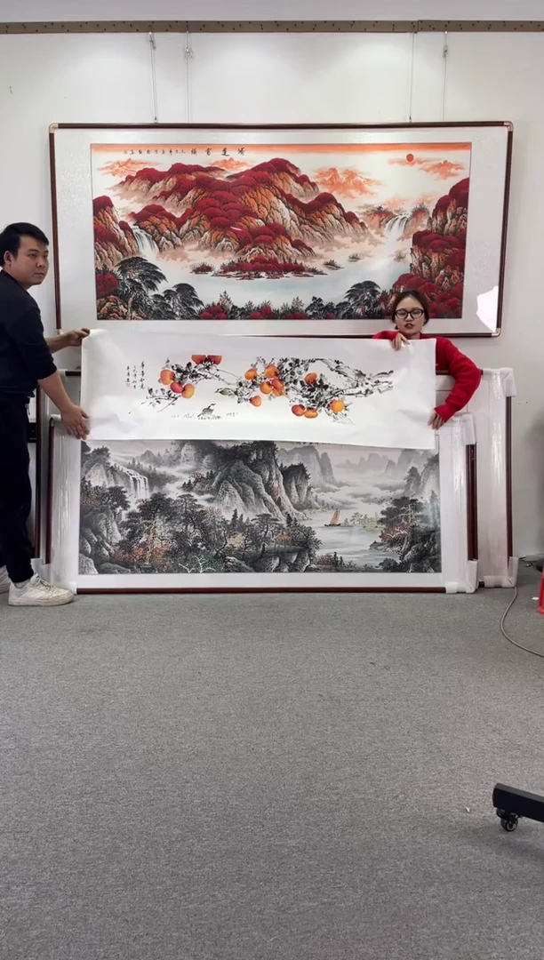 国画柿柿如意202*62手绘国画