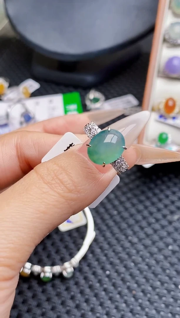 银S925镶嵌戒指翡翠2664