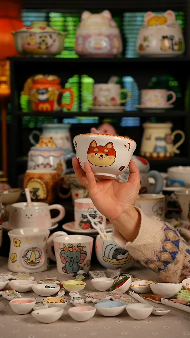 陶瓷无盖款景德镇高温釉下彩纯手绘创意瓷