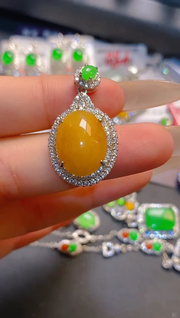 翡翠银S925镶嵌耳饰天然