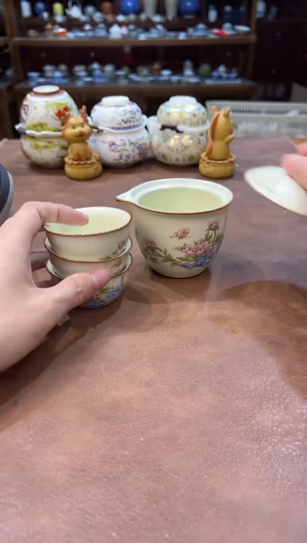 真的很便宜超好看会开片的旅行茶具