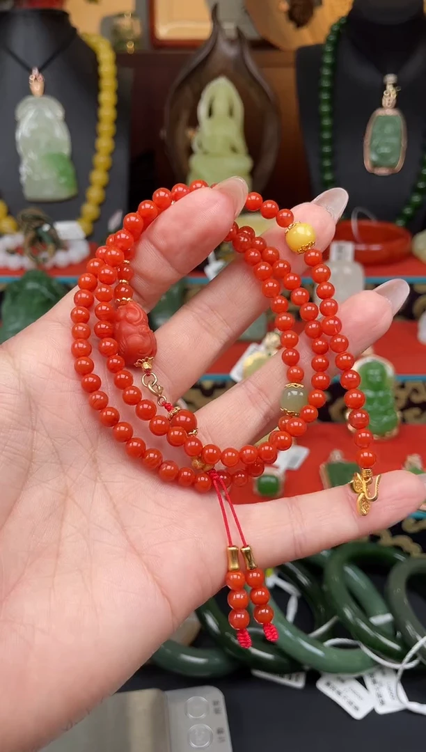 南红玛瑙未镶嵌颈饰项链 n030