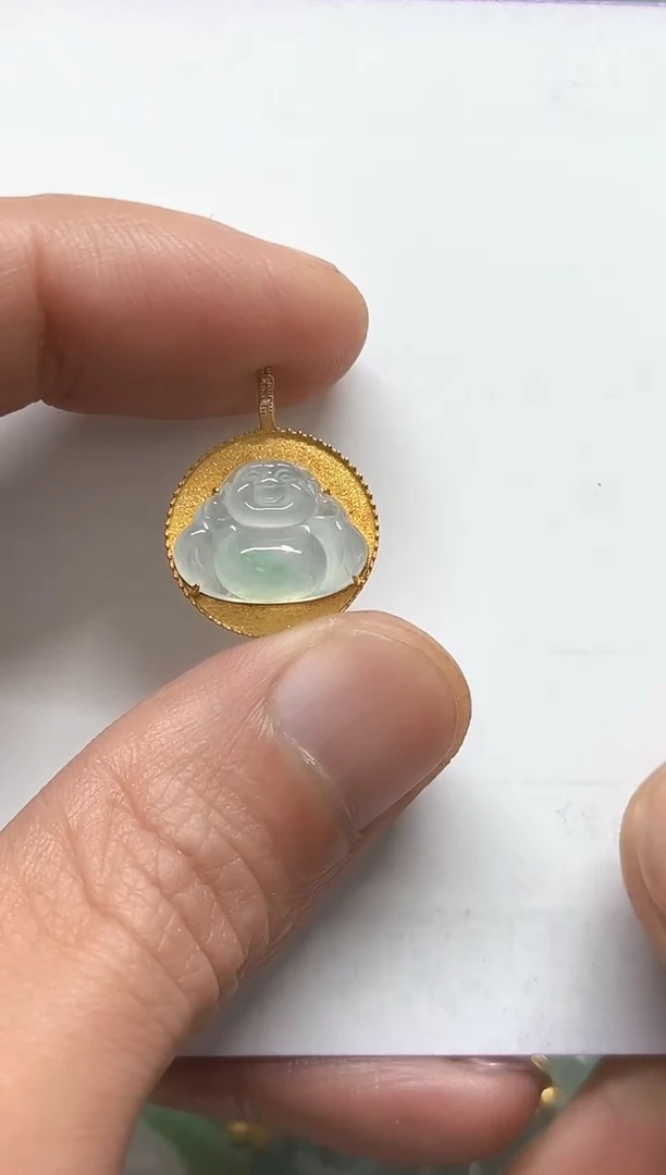 【闪购商品】翡翠颈饰18K金镶嵌天然缅甸A货翡翠吊坠