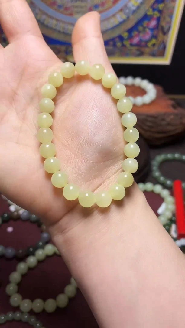 未镶嵌手链和田玉8mm黄口素圈