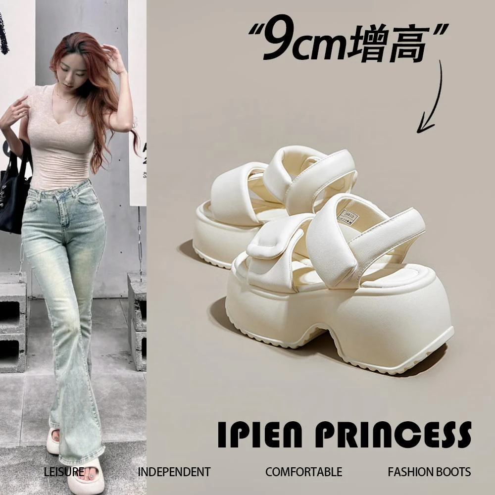 厚底运动凉鞋女2025夏季新款小众外穿软底松糕鞋增高不累脚沙滩鞋