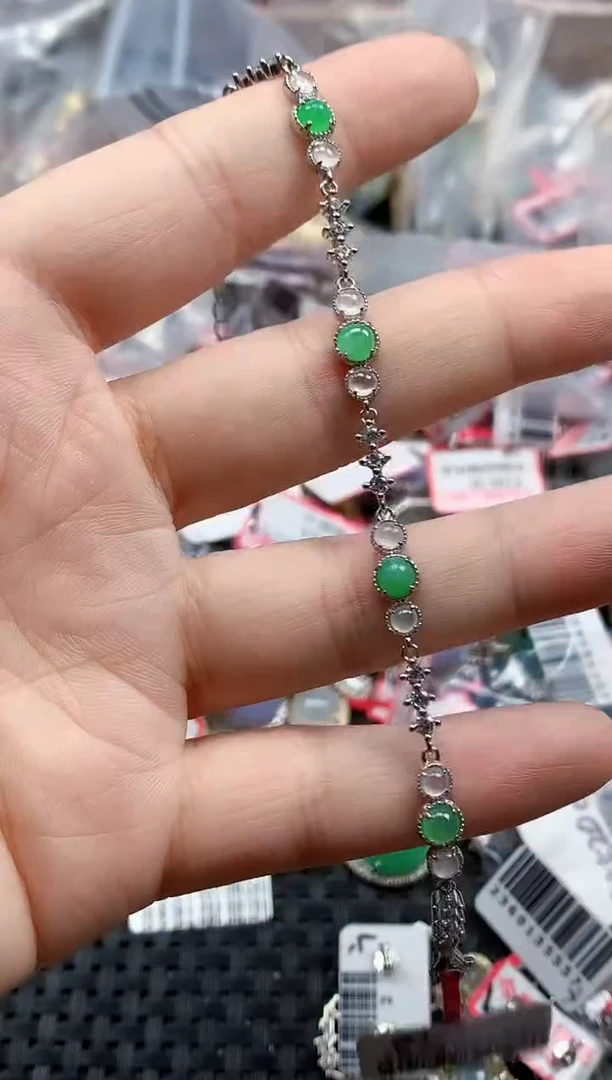 银S925镶嵌戒指翡翠天然A货缅甸翡翠