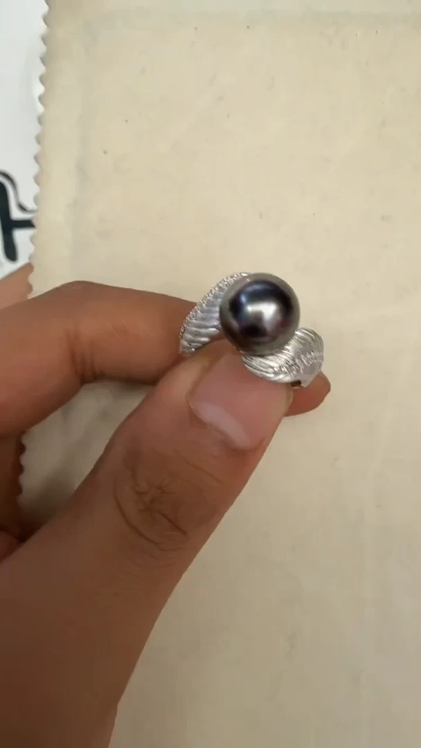银S925镶嵌戒指海水珍珠戒指