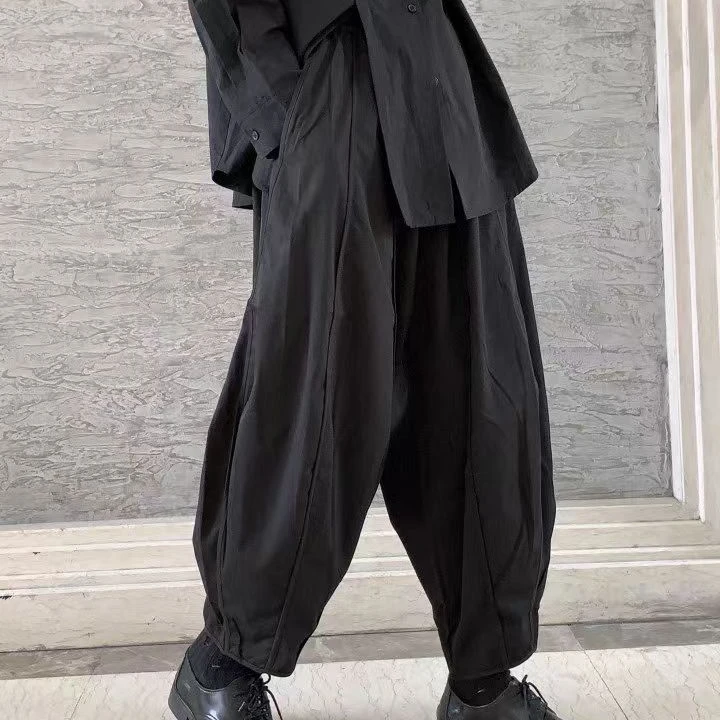 小个子慵懒暗黑风休闲香蕉裤女九分裤#8065