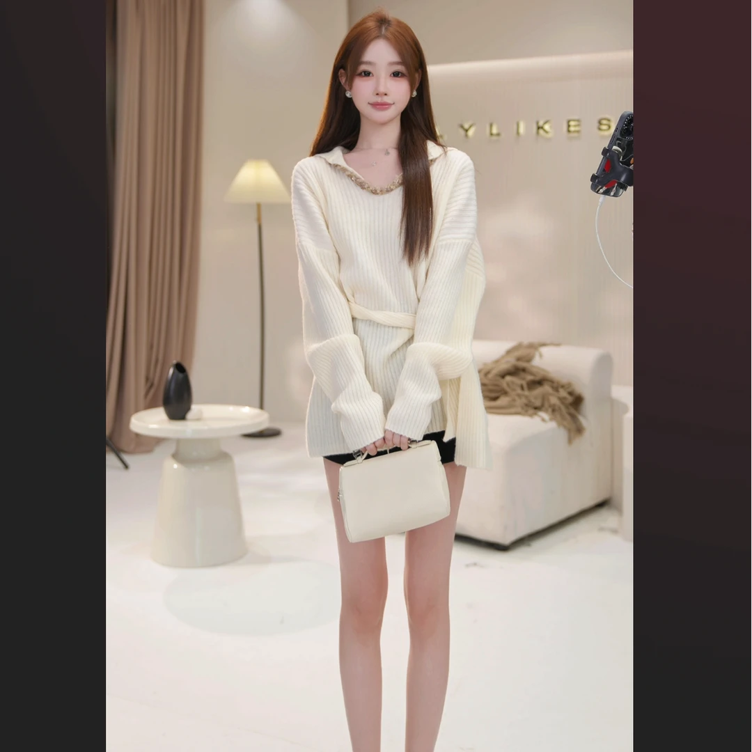 【LILYLIKES】重工V领宽松显瘦羊毛针织衫
