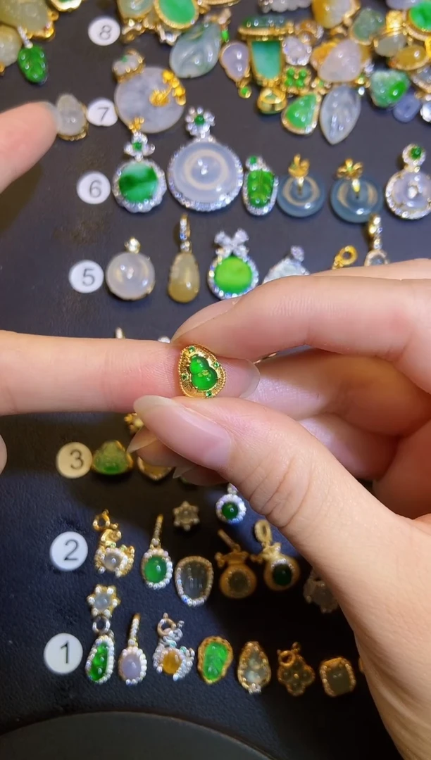 吊坠(不含链)银S925镶嵌翡翠1