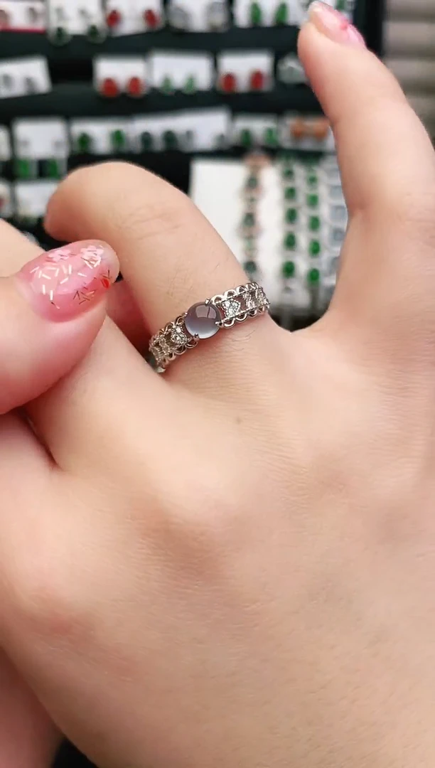 翡翠戒指银S925镶嵌戒指