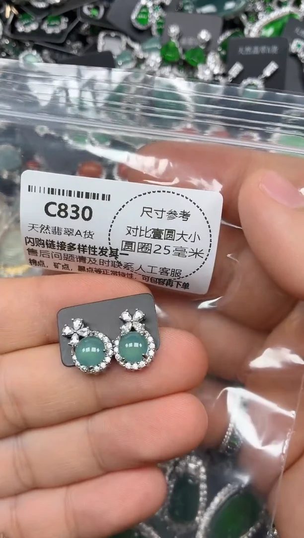 颈饰未镶嵌翡翠C830耳钉
