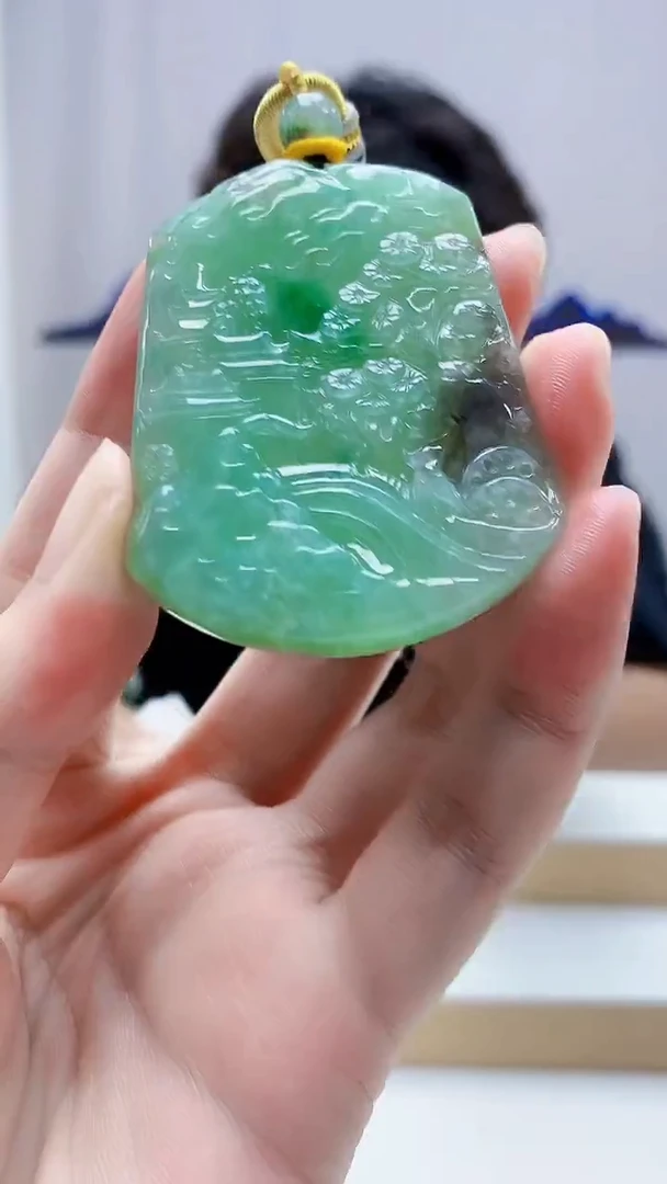 未镶嵌定制翡翠5145zm-毛货挂件山水41