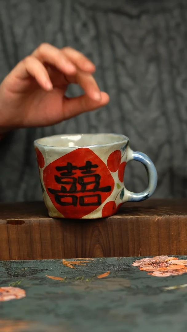杯釉下彩手工手绘同款陶器