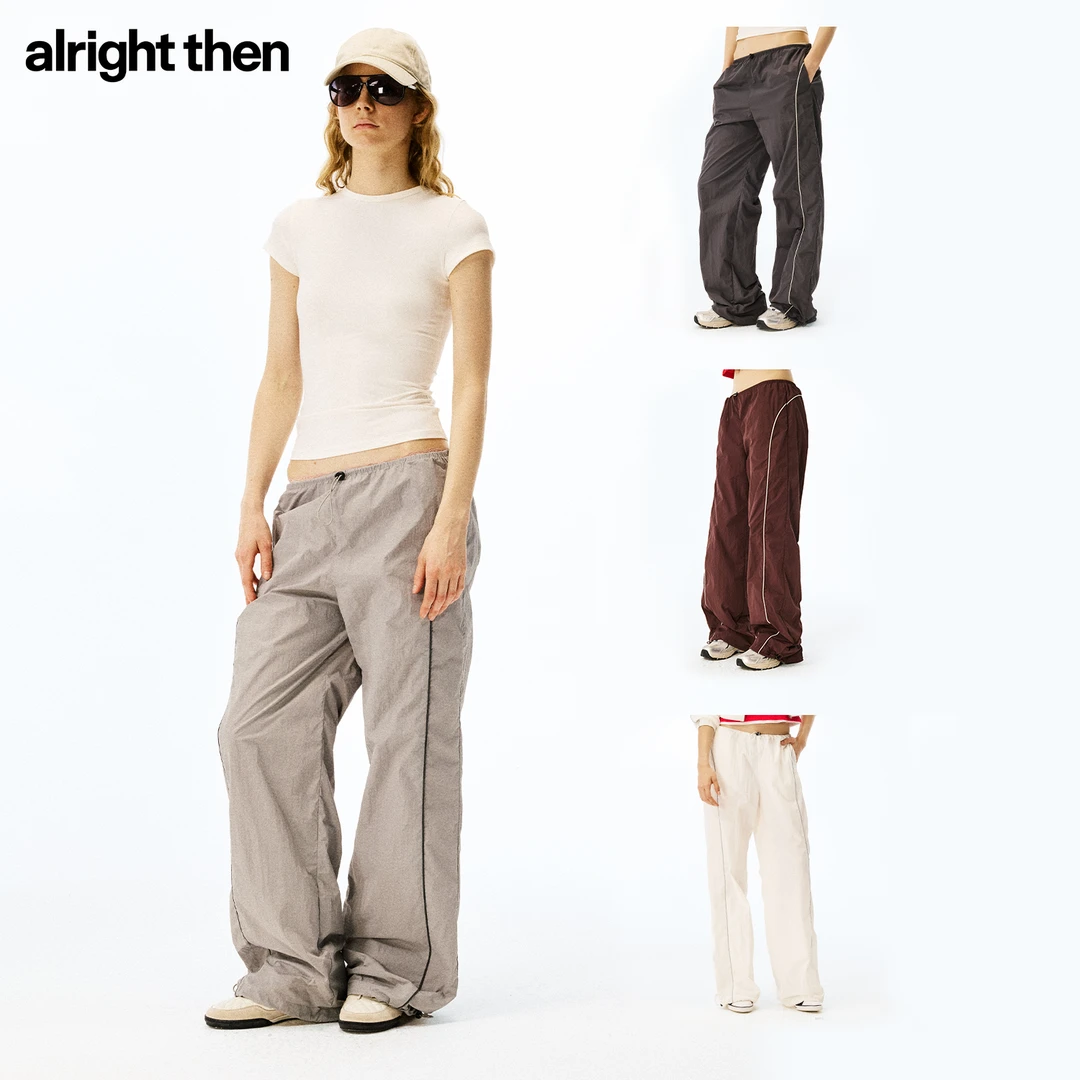 alright thenShift四色防水速干轻量橡筋抽绳撞边宽松阔腿运动裤