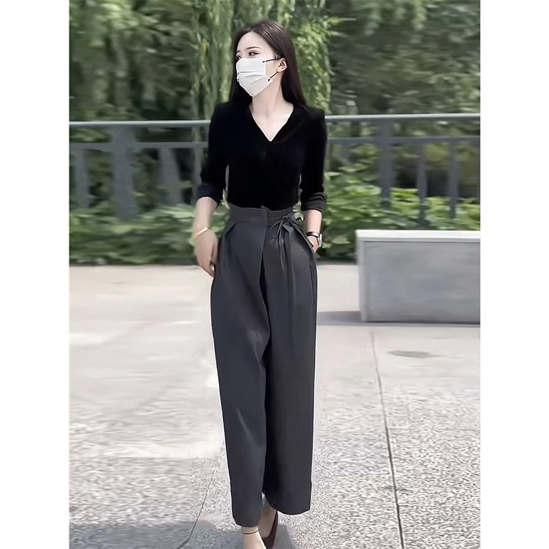 高级感小众时髦法式2024早秋网红爆款时尚女两件套上衣+裤子