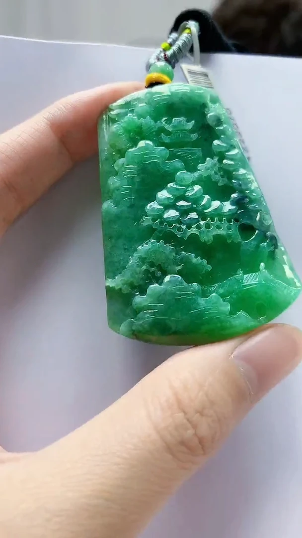 未镶嵌定制翡翠4688zm-毛货挂件山水53