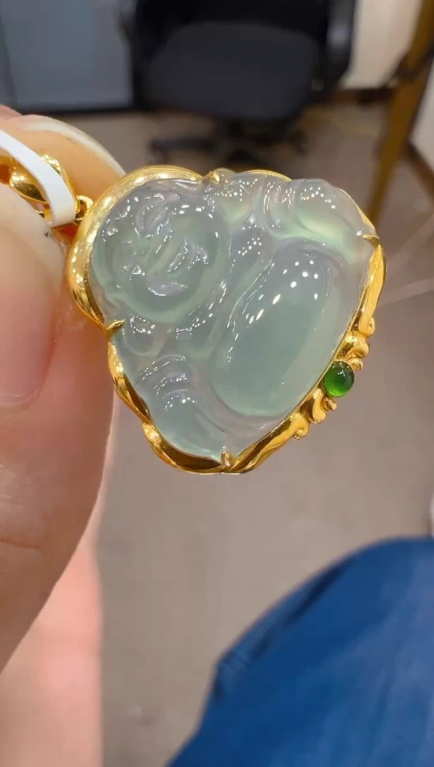 翡翠18K金镶嵌吊坠(不含链)多样性团购发一件