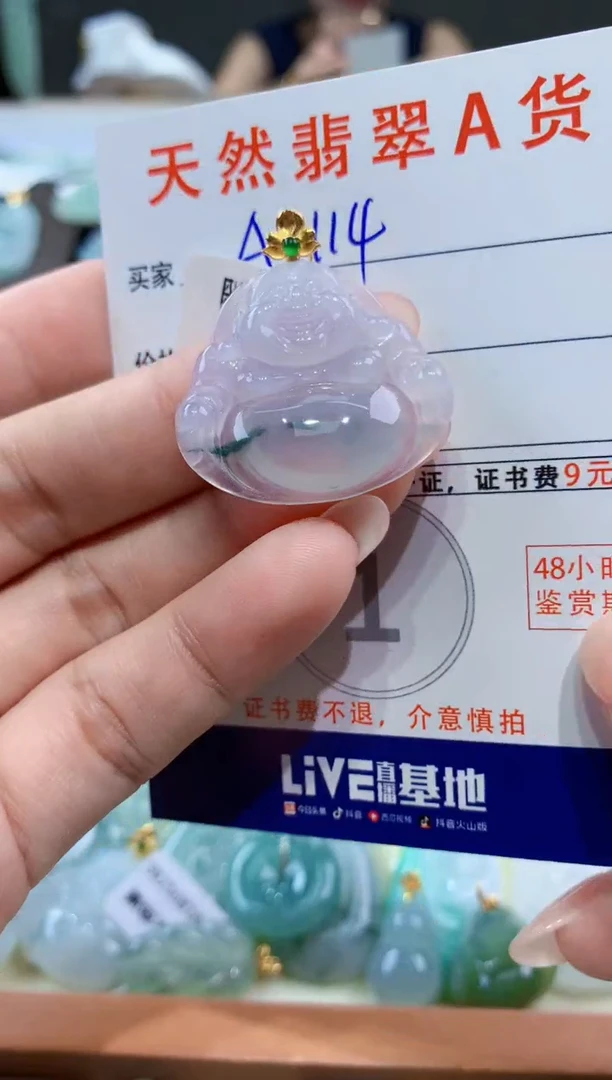 颈饰18K金镶嵌翡翠天然翡翠A货挂件